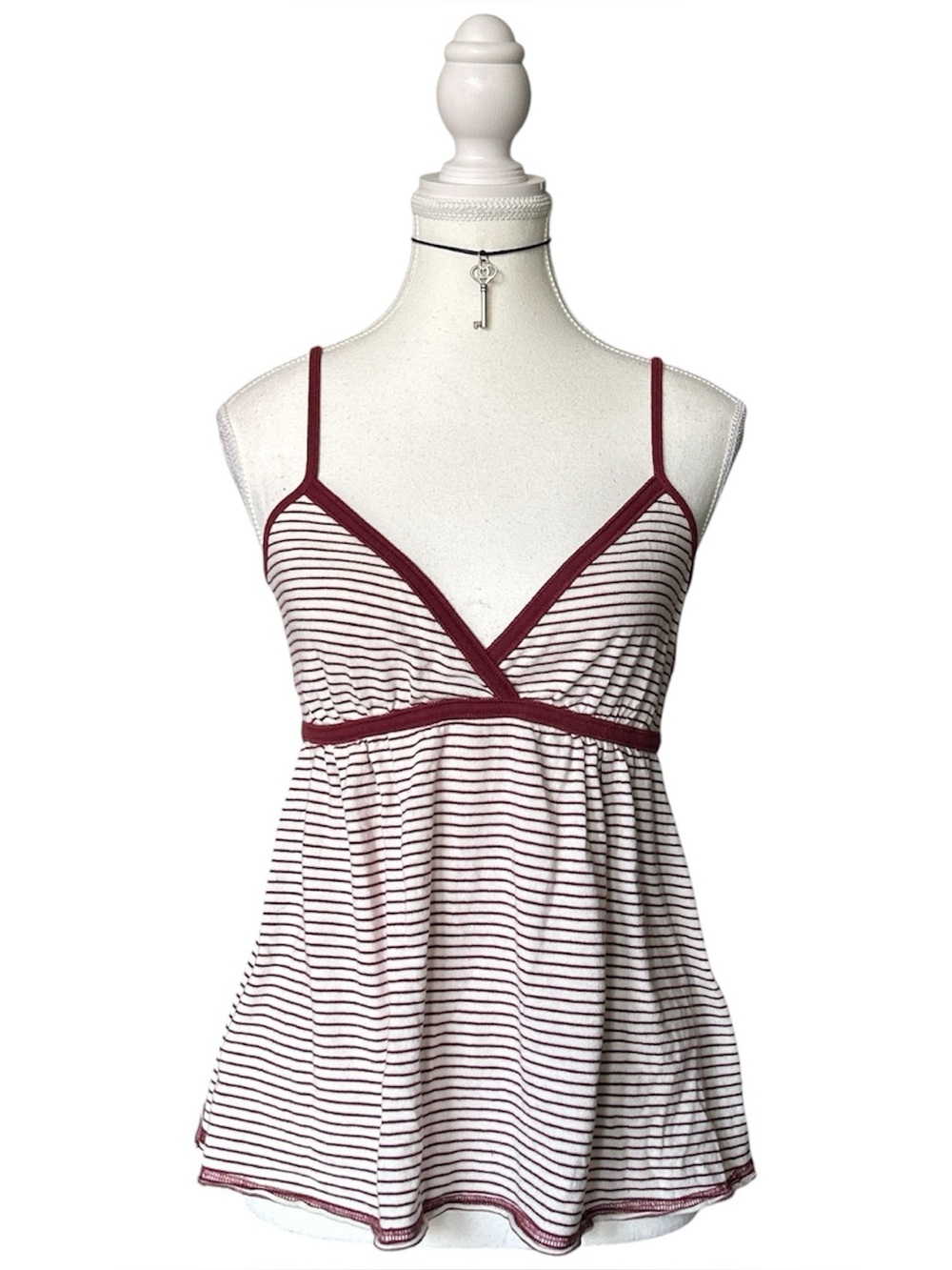Y2K Coquette “Brandy Melville” Red and White Stripe Babydoll Style Tank Top
